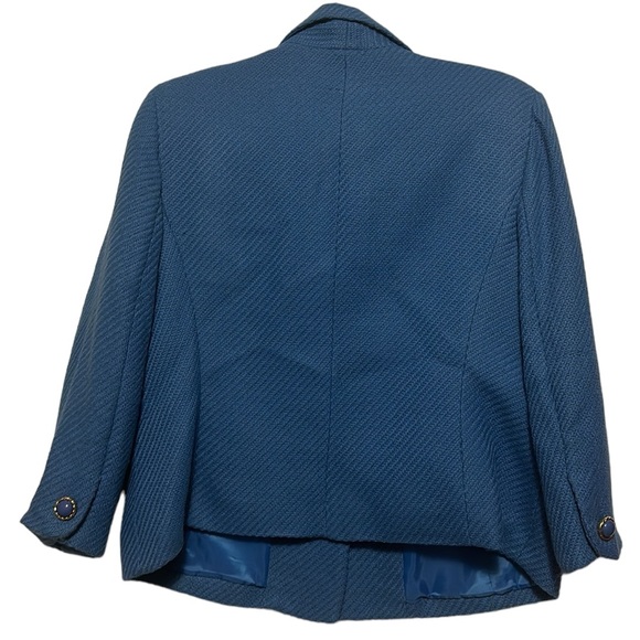 Kasper Petite Women’s Blue Tweed Jewel Button Jacket Size 14P - Picture 2 of 8